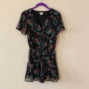 Xhilaration Peacock Floral Print Romper Size XS